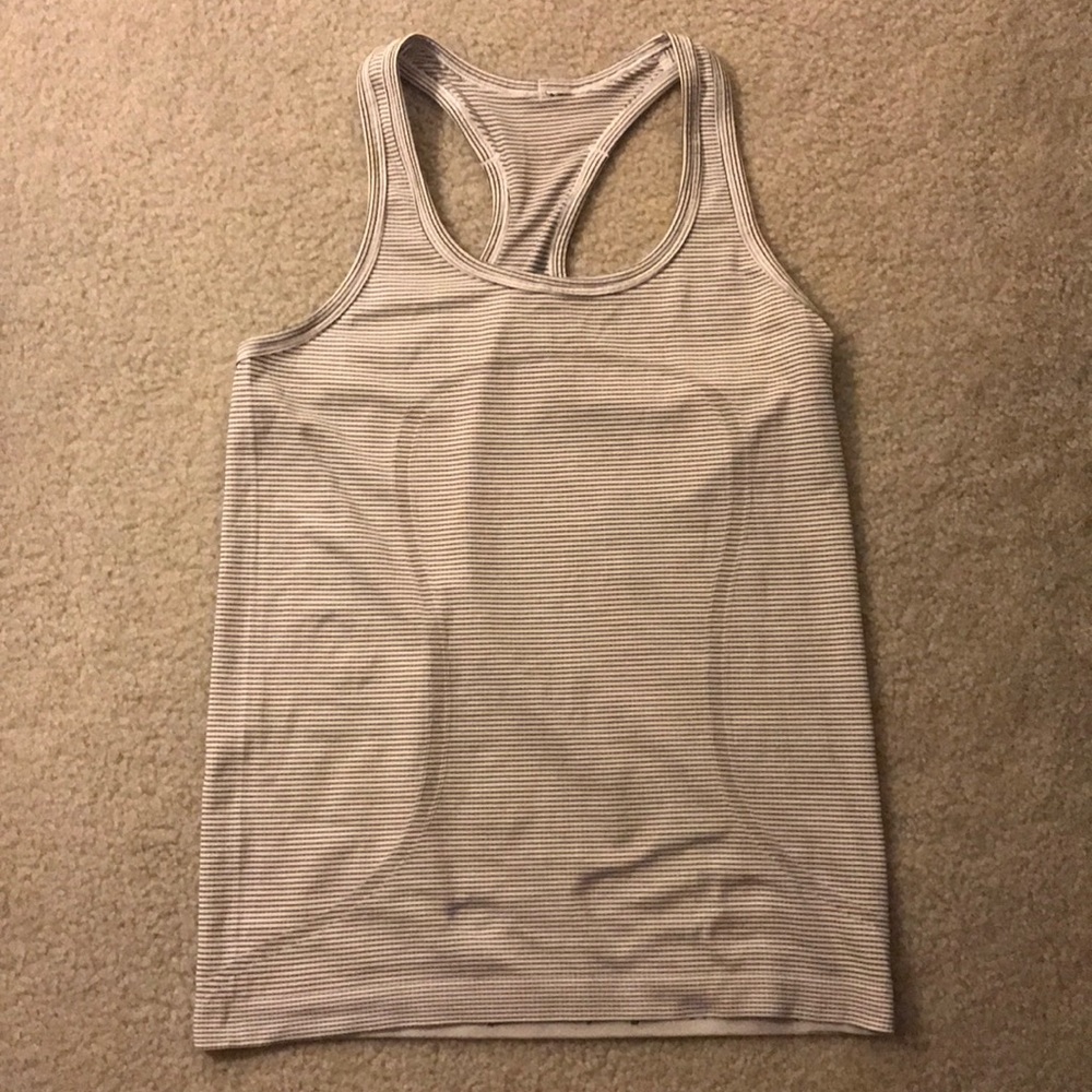 Lululemon swiftly tank stripe black white 8